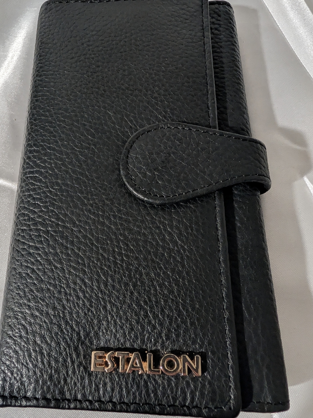 Estalon Woman's Leather Wallet Organizer Trifold And Zipper Pouch